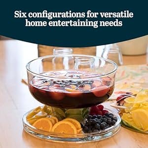 Libbey Selene 6 in 1 Cake Stand, Punch Bowl, Unique Space Saving Glass Cake Stand with Dome, Multi Purpose Cake Stand with Cover To Serve Snacks and More Libbey Selene 6 in 1 Cake Stand Punch Bowl Unique Space Saving Glass Cake Stand with Dome Multi Purpose Cake Stand with Cover To Serve Snacks and More