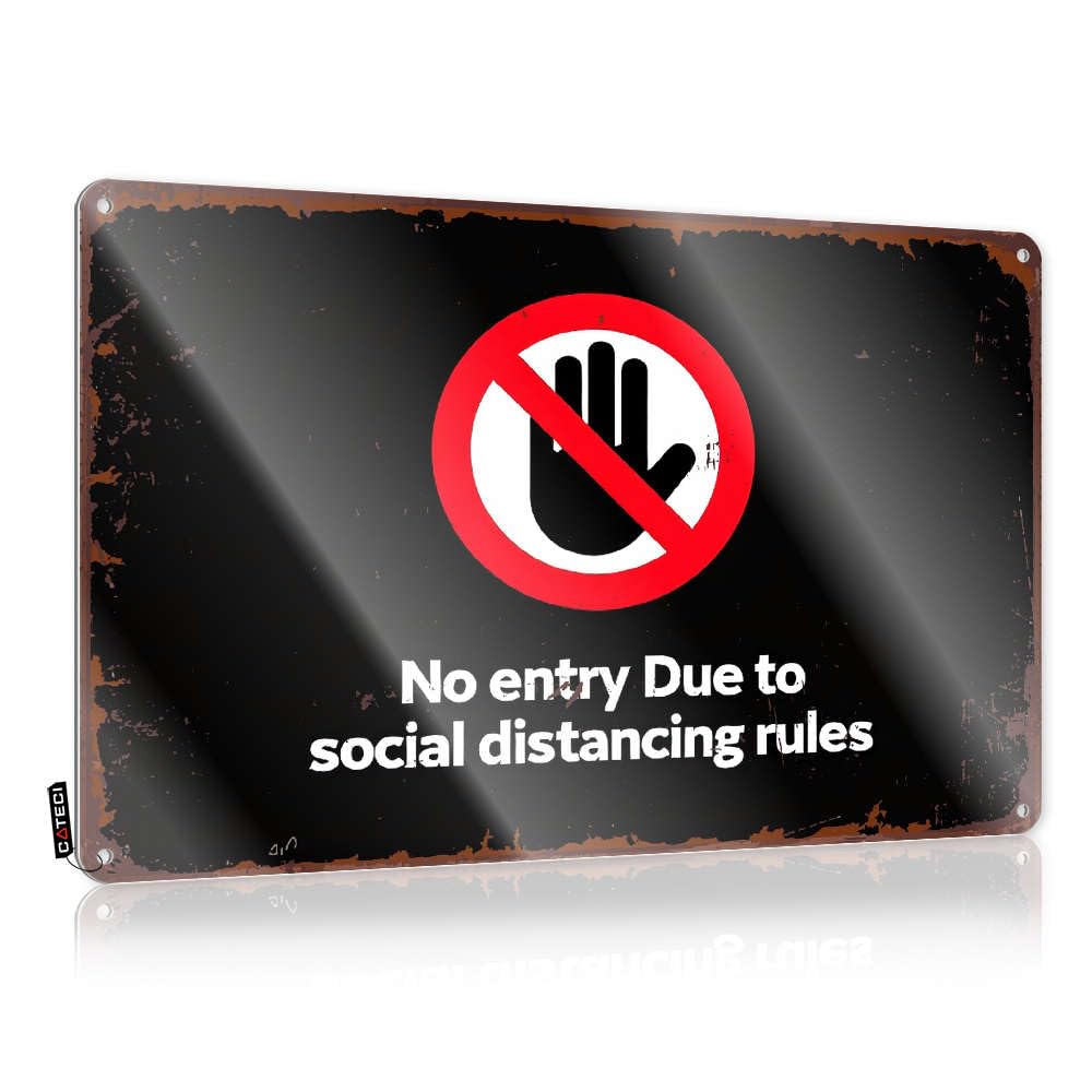 Bar Metal Tin Sign No Entry Due To Social Distancing Rules. Tin Sign Vintage Decor Bar Signs For Home Bar Funny(20X30CM)