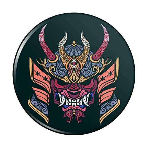 Samurai Warrior Japanese Demon Oni Mask Pinback Button Pin