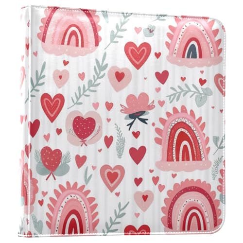 Álbum de fotos adhesivo DIY Scrapbook álbum piel PU rojo amor corazón arcoíris Día de San Valentín cuaderno de 3 anillos 40 páginas 8x10 para memoria miniatura 1