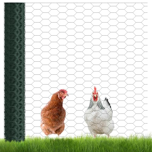 GardenGloss Maschendrahtzaun 100cm Höhe - PVC-Beschichtet Sechseckgeflecht Grobmaschig 25mm x 45mm - Hasendraht Kaninchendraht Kükendraht Zaun Hasenzaun Drahtzaun Kleintierzaun - 100cm Hoch 10m Lang