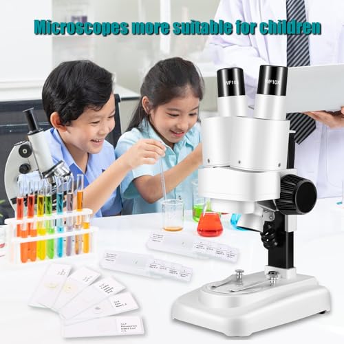 Image of Portable Stereo Microscope - 20x-50x Magnification, Wide Angle Eyepieces, Reversible Black /White Table Plate, for Kids 8-12