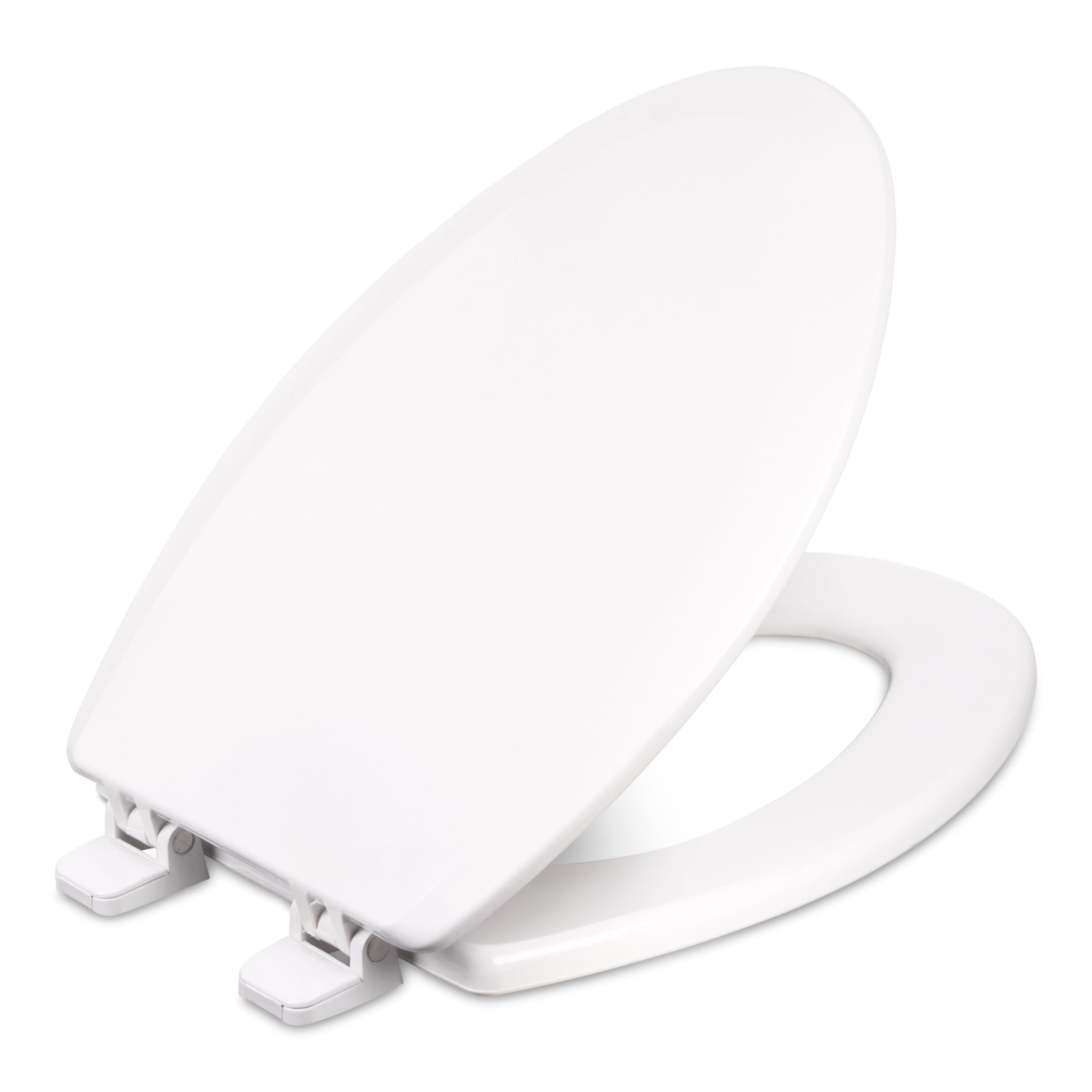 Centoco Elongated Toilet Seat Soft Close, Closed Front with Cover, Molded Wood, Made in the USA, 900SC-301, Crane White (Cotton/Bright)