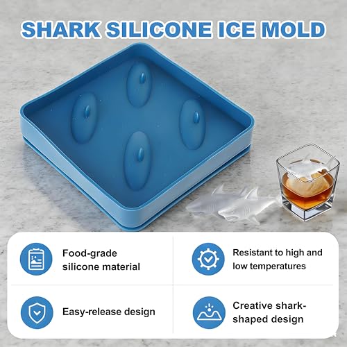 Molde de hielo de silicona con diseño de tiburón azul miniatura 6