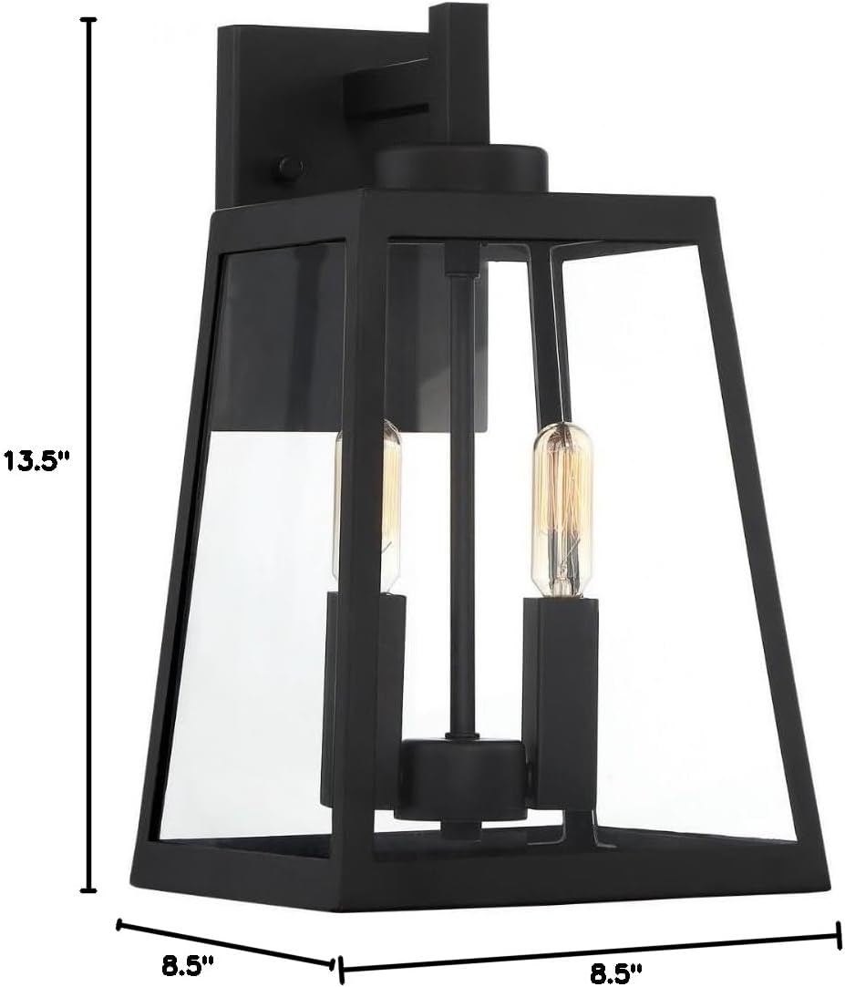 NUVO 60/6582 Halifax 2 Light Medium Lantern, Matte Black Finish, 13.50x8.50x8.00
