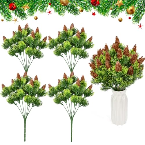 WEFHEF 4 Stück Künstliche Tannenzweige 31cm Lang Weihnachtszweige...