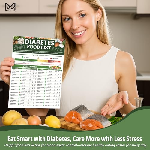 Image of Miarita Diabetes Food List Chart, 400+ Foods Glycemic Index Poster with Carbs, Calories, Serving Size (2)