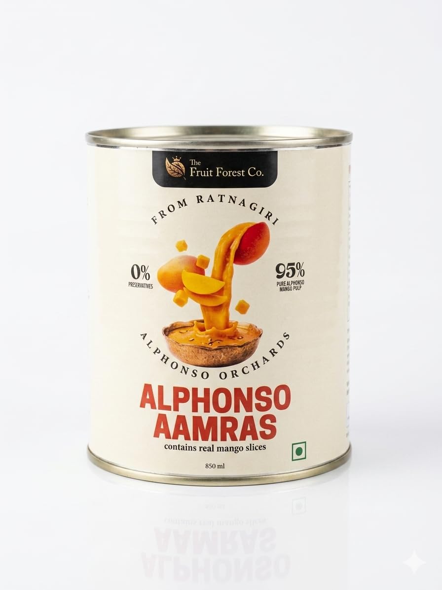 The Fruit Forest Co Alphonso Aamras | Premium Mango Pulp with Real Fruit Slices | Authentic Ratnagiri Alphonso Mangoes | Healthy Fruit Beverage 850 Gms |Pack of 1-image-17