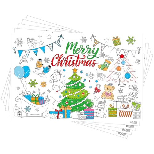 10stk Platzsets zum Ausmalen Weihnachten für Kinder, Papier...