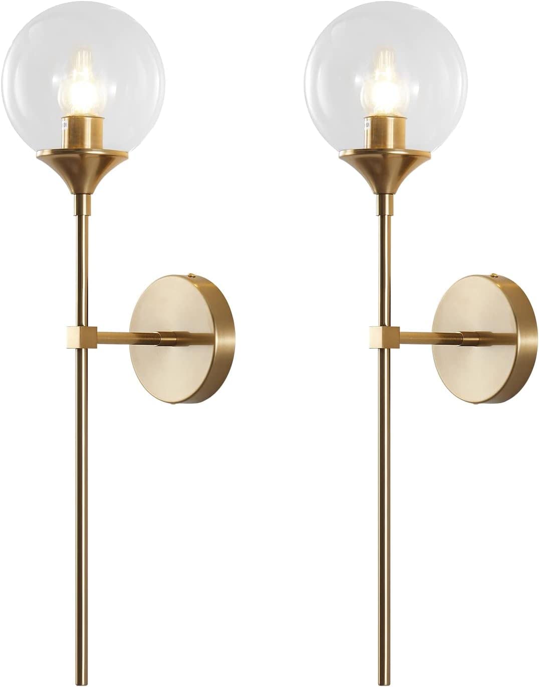 Generico Lampada da Parete Moderna in Stile Medievale, Paralume in Vetro Ambrato, Braccio Snodato Regolabile, Illuminazione Morbida E Delicata per Gli Occhi, Adatta A Soggiorno (Clear Gold)