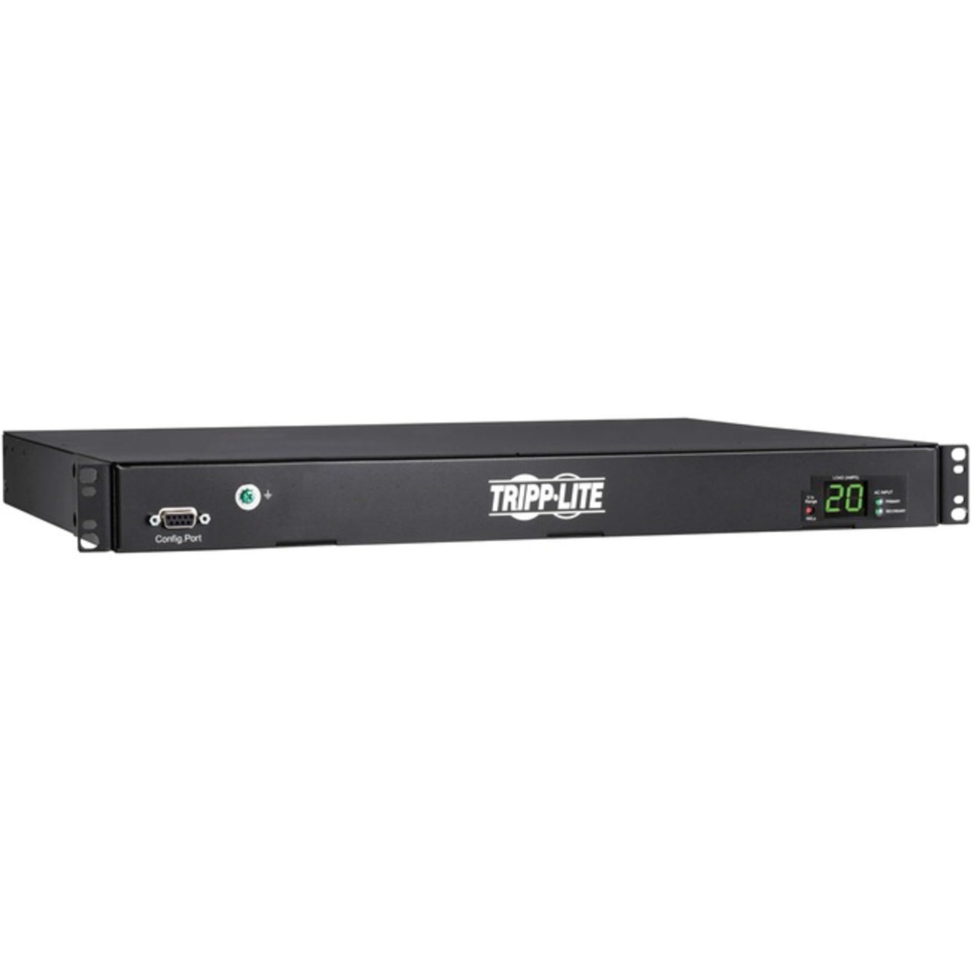 Tripp Lite Metered PDU, Auto-Transfer Switch (ATS), 20A, 200-240V, 3.8kW, Single-Phase - 8 C13 Outlets & 2 C19 Outlets, Dual C20 12ft Input Cords - 1U Rackmount, 2 Year Warranty (PDUMH20HVATS)