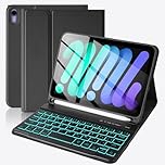 Nsyee Keyboard Case for iPad mini 7 (A17 Pro) 2024 & Mini 6 2021, 8.3 Inch Tablet Keyboard Cases with Pencil Holder, Auto Sleep/Wake, Detachable Keyboard Cover for iPad mini 7th/6th Gen, Black