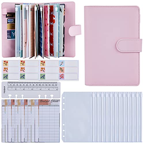 A6 Cash Envelope System Binder - Budgeting Binder Planner w/ 12Pcs Lose Leaf Zipper Pocket & Expense Tracker & Writable Lables, Pink Cash Envelope Budget Wallet Organizer for Money Receipt Coupon A6 Cash Envelope System Binder - Budgeting Binder Planner w/ 12Pcs Lose Leaf Zipper Pocket & Expense Tracker & Writable Lables, Pink Cash Envelope Budget Wallet Organizer for Money Receipt Coupon