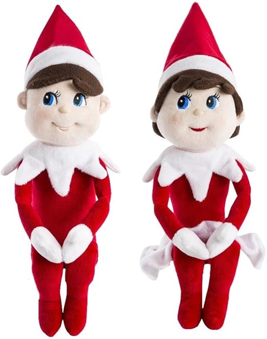The Elf on the Shelf Plushee Pals Scout Elf Bundle: Plush Boy and Plush Girl, Light Tone with Blue Eyes