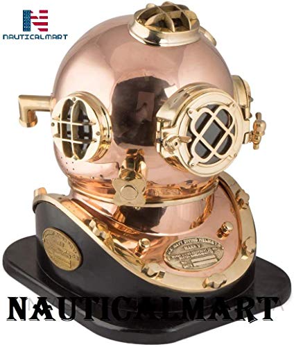 Nautical-Mart Divers Helmet (Scuba) – U.S. Navy Mark V (Royal) U.S Navy Mark V Vintage Old Diving Divers Helmet Scuba Decorative deep Sea Gift (Copper Finish or Copper and Nickle Finish)