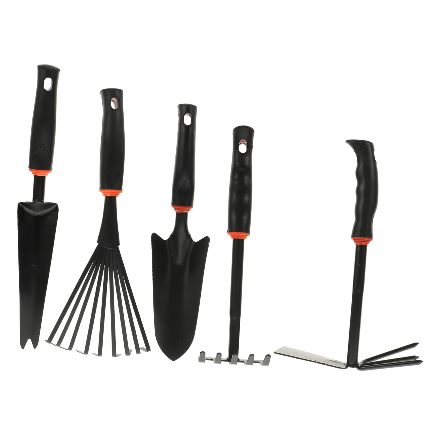 Set di 5 Attrezzi da Giardinaggio in Ferro Nero Multiuso