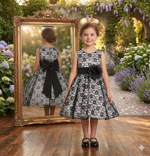 Image of Baby Girl's Poly Satin Flower Net Summer Knee Length Frock Kids Wear Birthday Dress