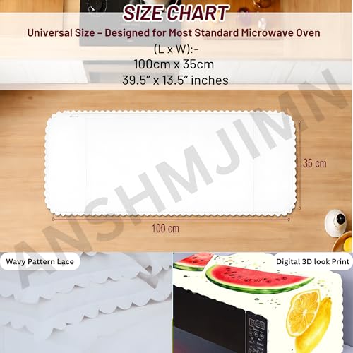 Image of Printed Microwave Oven Cover | Dustproof Waterproof Non-Slip Fabric Cover | Kitchen Decorative Appliance Protector | Kitchen Appliance Cover. (WaterMellon)
