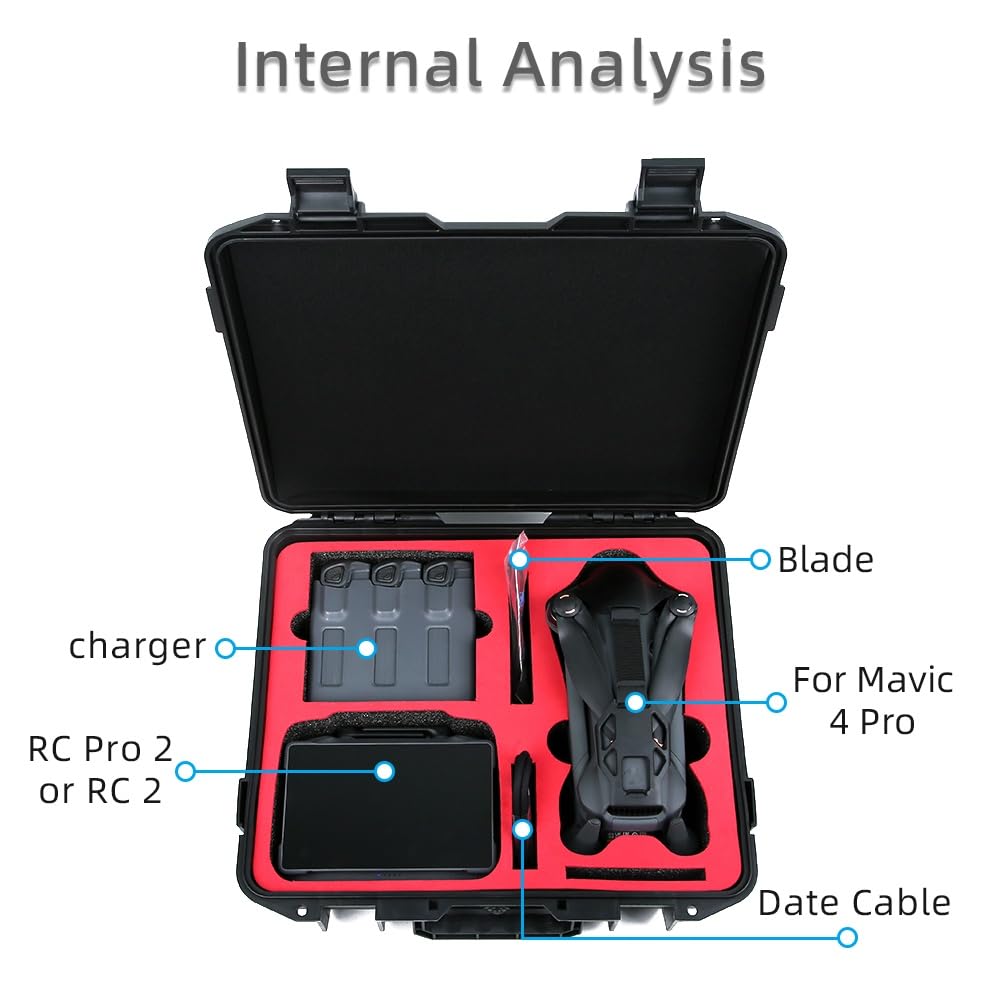 Custodia protettiva impermeabile per DJI Mavic 4Pro, custodia rigida per drone Mavic 4Pro con tracolla, custodia antiurto da viaggio per accessori DJI (nero), Nero , Unisex