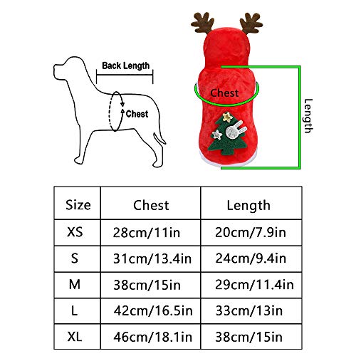 Hundekostüme Weihnachten Elchkostüm für Hunde und Katzen Pet Hoodies warme Hundemantel für Winter Frühling Weihnachten Hundebekleidung Rot, L