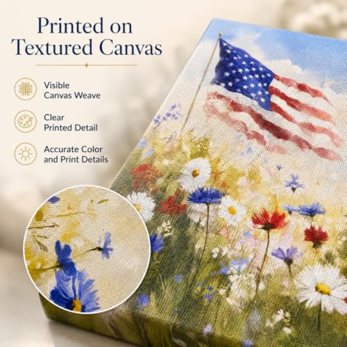 Image of Americana Flag Canvas Print Picture Wall Art for Home Decor