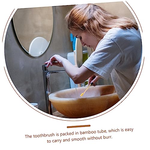 Veemoon Einweg Zahnbürsten aus mit Aufbewahrungstube Zufälligen Farben und Biologisch für Reisen und Nachhaltige Zahnpflege Zufällige Farbe Zufällige Farbe – Bild 8