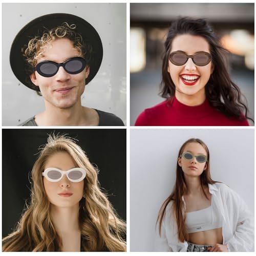 Retro Oval Cat Eye Sunglasses for Women Men 90s Small Vintage Trendy Cute Cateye Thick Frame Sun Glasses UV Shades3