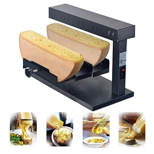 Li Bai Cheese Melter Raclette Grill Machine Electric 650W Nacho Cheese Dispenser Commercial Multi-Function For 2 Pieces of Adjustable Half Cheese Wheel Maker Swiss Dish Rapid Heating(750D)