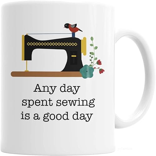 Sewing Quilting Coffee Mug - Ideal Gift for Quilters, 11oz Ceramic, Dishwasher & Microwave Safe