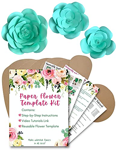 Paper Flower Template Kit - Make Your Own Paper Flowers - Paper Flowers Decoration - Make Unlimited Flowers - DIY Do It Yourself - Make All Sizes (Rose)