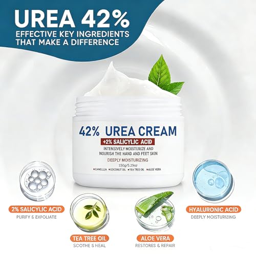 Urea Cream 42 Percent For Fee,Feet Cream for Cracked Heel Feet Knees Hands Elbows for Dry Cracked,Foot Moisturizer for Skin Care - Image 3