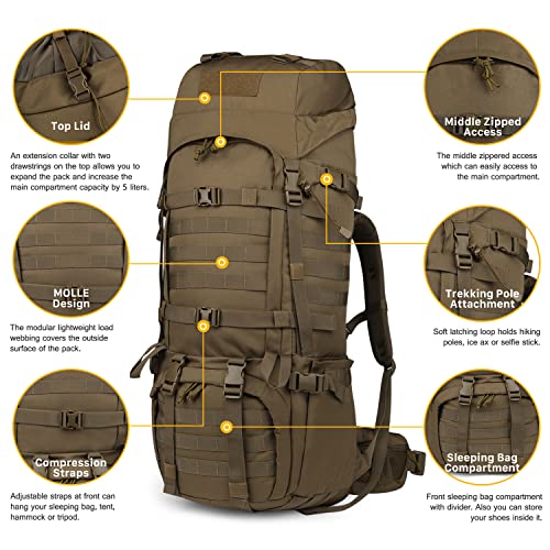 Mardingtop 65L Molle Hiking Internal Frame Backpacks With Rain Cover For Camping,Backpacking #TOP2
