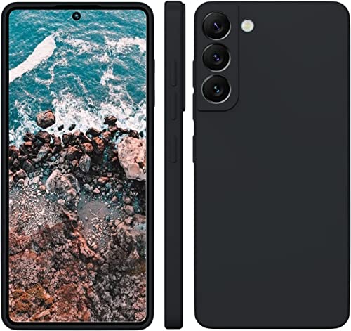 Image of DIZORO Liquid Silicone Case with Microfiber Cushioning Compatible for Samsung Galaxy S22 Plus 5G Shockproof Slim Back Cover, Gel Rubber Full Body Protection (Black)