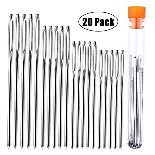MXRS 20 Pcs Big Eye Hand Sewing Needle, 4 Sizes Large Eye Stitching