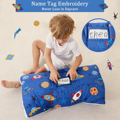 Image of Toddler Nap Mat for Preschool 50''x30'' Sleeping Mat with Removable Pillow and Minky Blanket for Kids Ages 3-7 Roll Up Soft Sleeping Bag for Boys Girls Kindergarten Daycare Sleepover