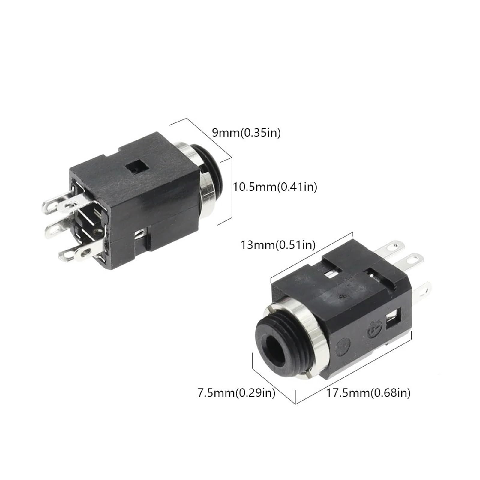 Prise verticale 3,5 mm 5 broches stéréo femelle jack avec vis 3,5 connecteur casque audio PJ-341 3 pôles trou pour écouteurs 5 pièces