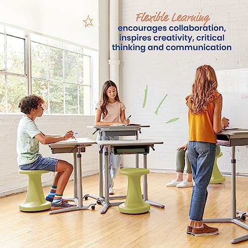 Image of ECR4Kids Twist Active Wobble Stool, 18in Seat Height, Classroom Furniture, Fern Green