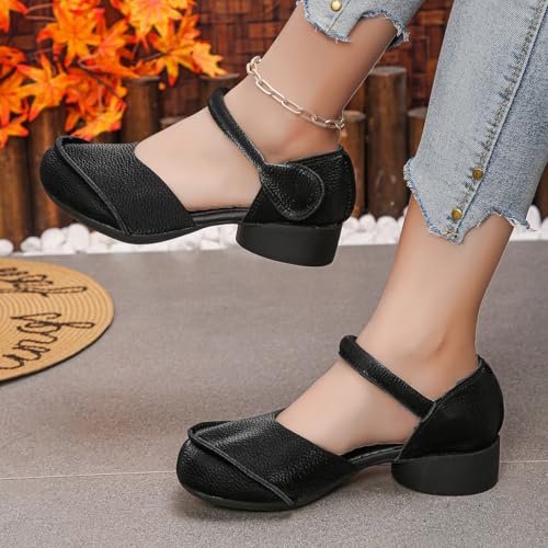 Women's Mary Jane Fashion Square Toe Easy Buckle Low Heel Slip On Flats Casual Walking Footwear for Ladies4