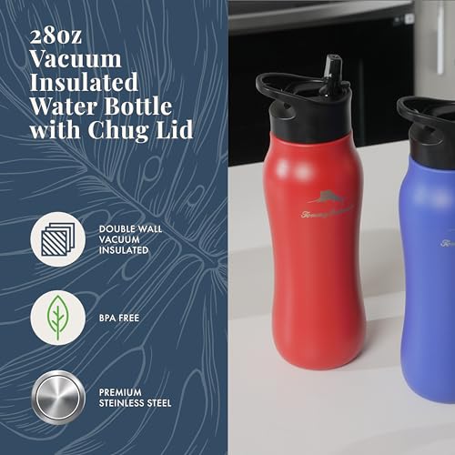 Image of Tommy Bahama 28oz Vacuum Insulated Water Bottle, Chug Lid, Americana Red