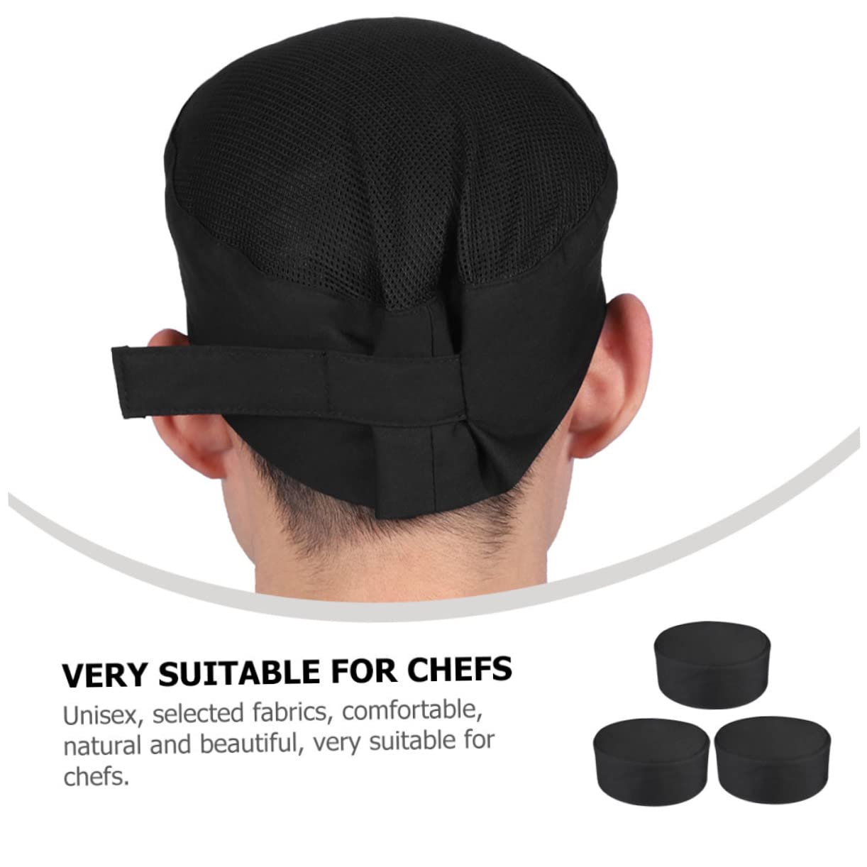 Sombrero De Cocinero Tapa De Cocción Sombrero De para Negro Gorro Cocinero Gorro Chef Gorro De Chef Gorras De Cocinero Transpirables Ropa De Algodón Black