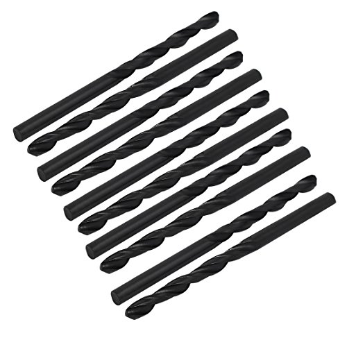 Aexit 4.6mm Dia Tool Holder 80mm Long HSS Spiral Flute Straight Drill Hole Twist Drill Bit Black 10pcs Model:56as153qo369