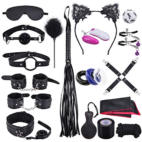 Qoosea 18 Stück SM Bondage Set Bondageset Extrem Sex, BDSM Fesseln Sex Set für Paare, Erotikspielzeug SM Sexspielzeug mit Handschellen Knöchelmaske für Anfänger und Erfahr