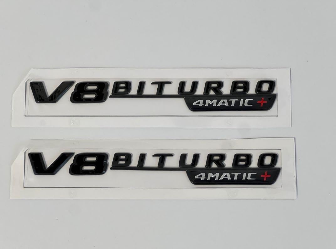 2 V8 BITURBO 4matic Emblem Aufkleber. für Mercedes Benz AMG GT S ML SL Klasse CLA GLA SLK SLS CLS W220 (Schwarz)