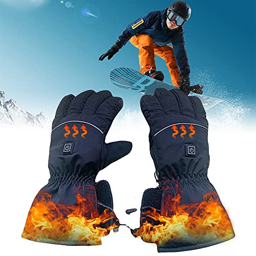 Swetup Beheizte Handschuhe, Beheizbare Handschuhe für Herren Damen, Heizhandschuhe mit 3 Einstellungen, Wasserdicht Beheizte Ski Handschuhe, Motorradhandschuhe Zum Klettern Wandern Radfahren Camping Cover