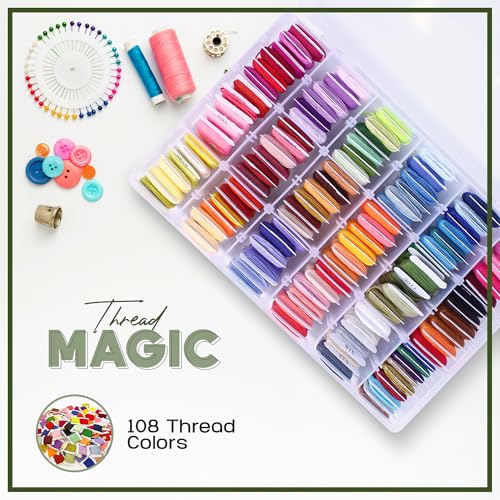 Image of Embroidery Floss Kit and Refills - Cotton Threads - DMC Color Coding for Cross Stitch, String Crafts, Friendship Bracelets