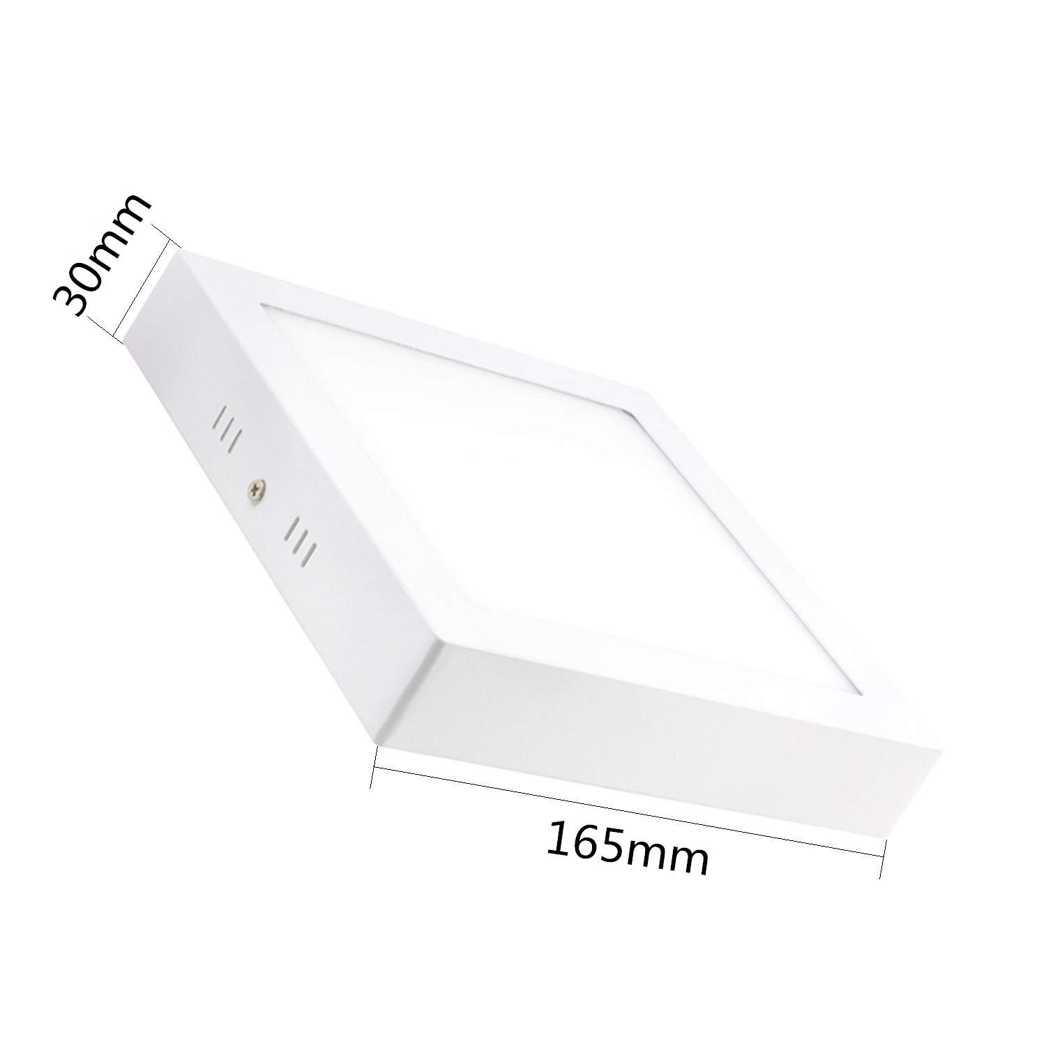 ONSSI Plafón de Techo LED 12W 1200lm,Cuadrado 165x165mm,Blanco Neutro 4000k Superficie Marco Blanco Panel LED Lámpara de Techo (Pack 5)