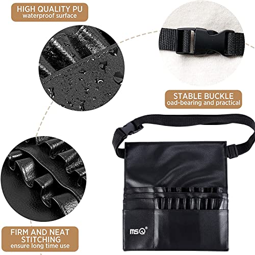 MSQ 23 Pockets Professional Cosmetic Makeup Brush Bag with Adjustable Artist Belt Strap Multi Pockets PU Leather Portable Cosmetic Brush Holder Organizer (Brush Not Included)4