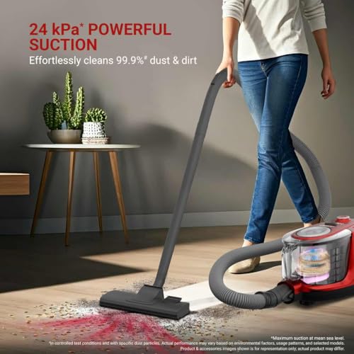Image of Eureka Forbes Cyclo Vac -24 kPa High Suction Vacuum Cleaner|Cyclonic Technology |Bagless |Compact, Lightweight & Easy to Use |6 Multipurpose Accessories |HEPA Filter |Vario Power |Auto Cord Winding