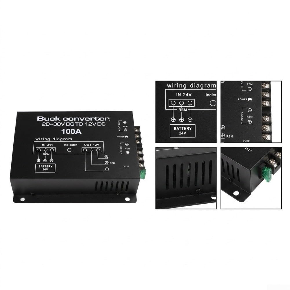 Convertisseur DC 24V pour vers 12V 100A 1200W Boîtier Métal Convertisseur
