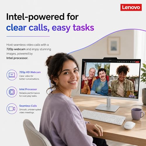Image of Lenovo IdeaCentre 24 inch High Performance All-in-One Desktop Computer • 8-core Intel Core i3 Processor • 32GB RAM • 1TB SSD • Office 365 for The Web • Wireless KB&Mouse • Wireless Charging Base • Win 11
